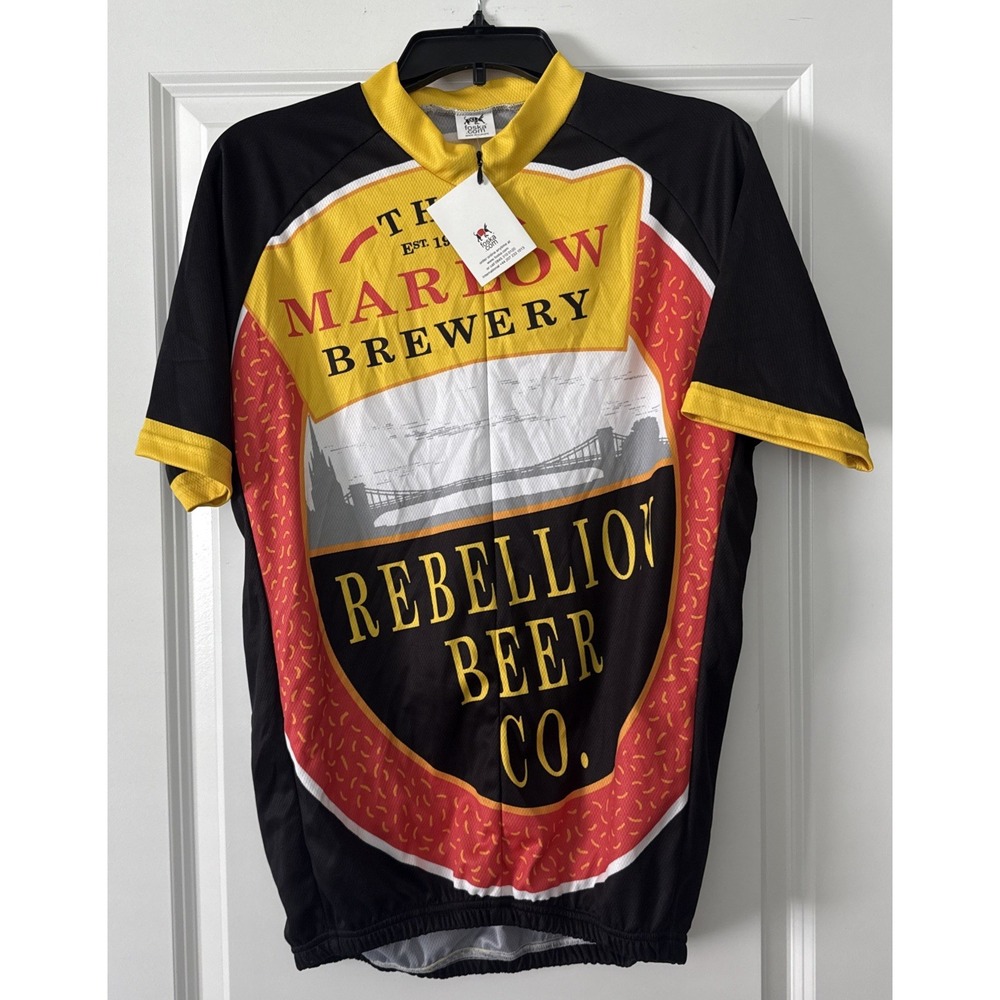 Foska.com Marlow Brewery Bicycle Riding Zipper SS Shirt‎ New Tags Large-XLarge